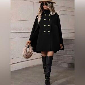 Elegant Black Cape Coat
